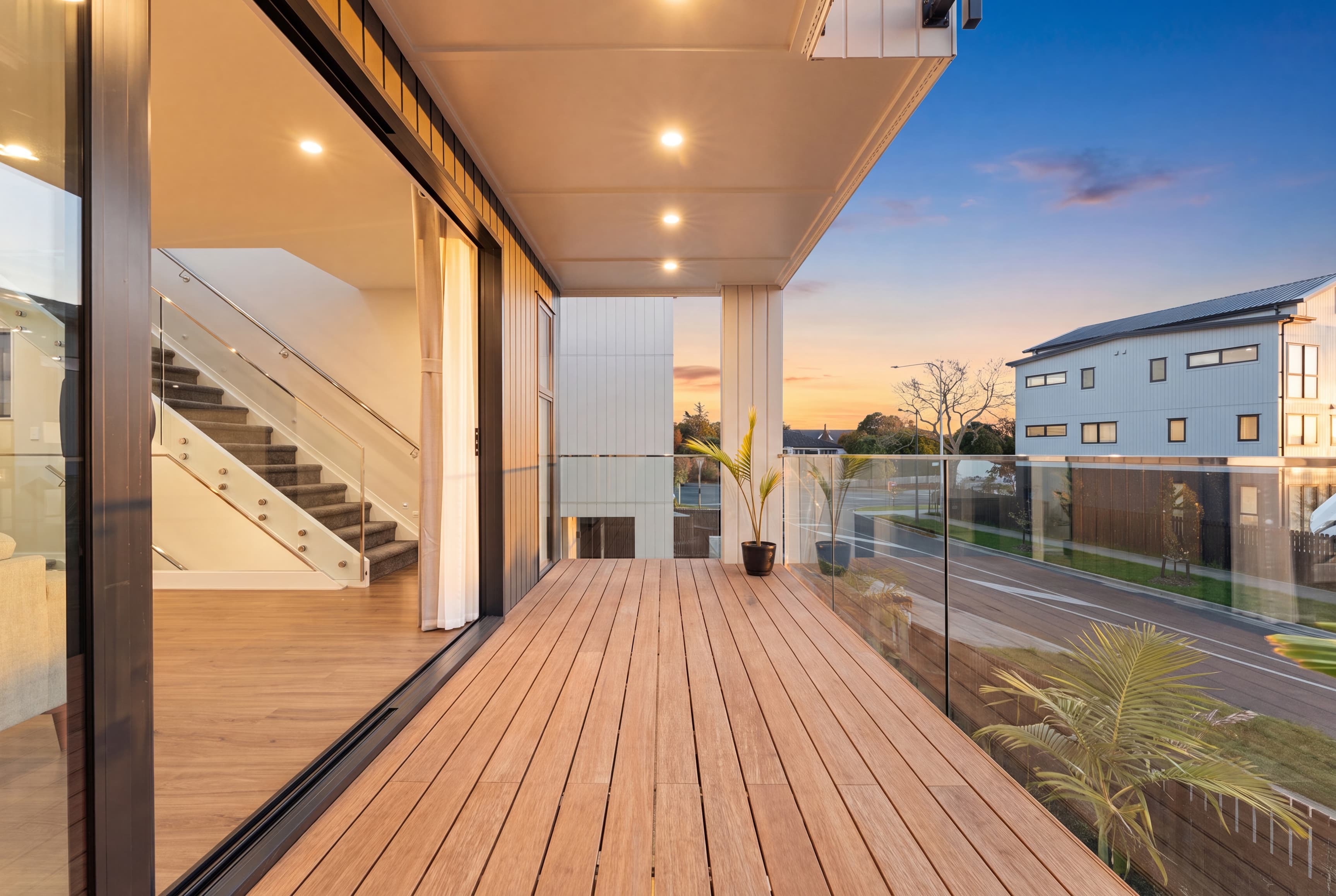 Lot 38 deck at twilight